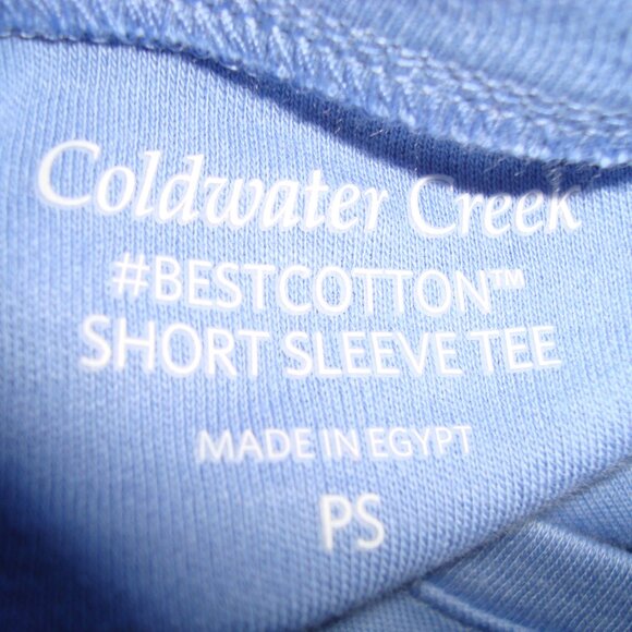 NWT Coldwater Creek Best Cotton Short Sleeve Tee Blue Size PS - Picture 4 of 6